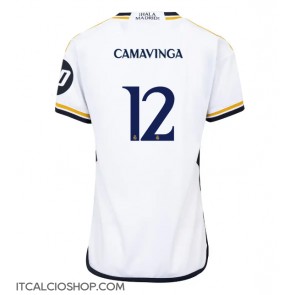 Real Madrid Eduardo Camavinga #12 Prima Maglia Femmina 2023-24 Manica Corta